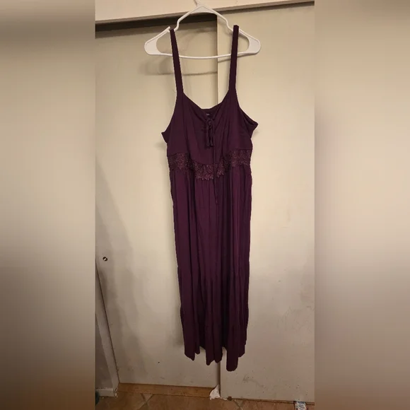 Torrid Plum Purple Maxi Dress Lace Up Chest - Picture 2 of 3